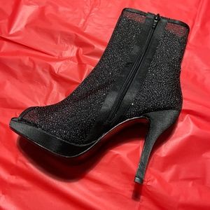 Black Mesh Heeled Boot